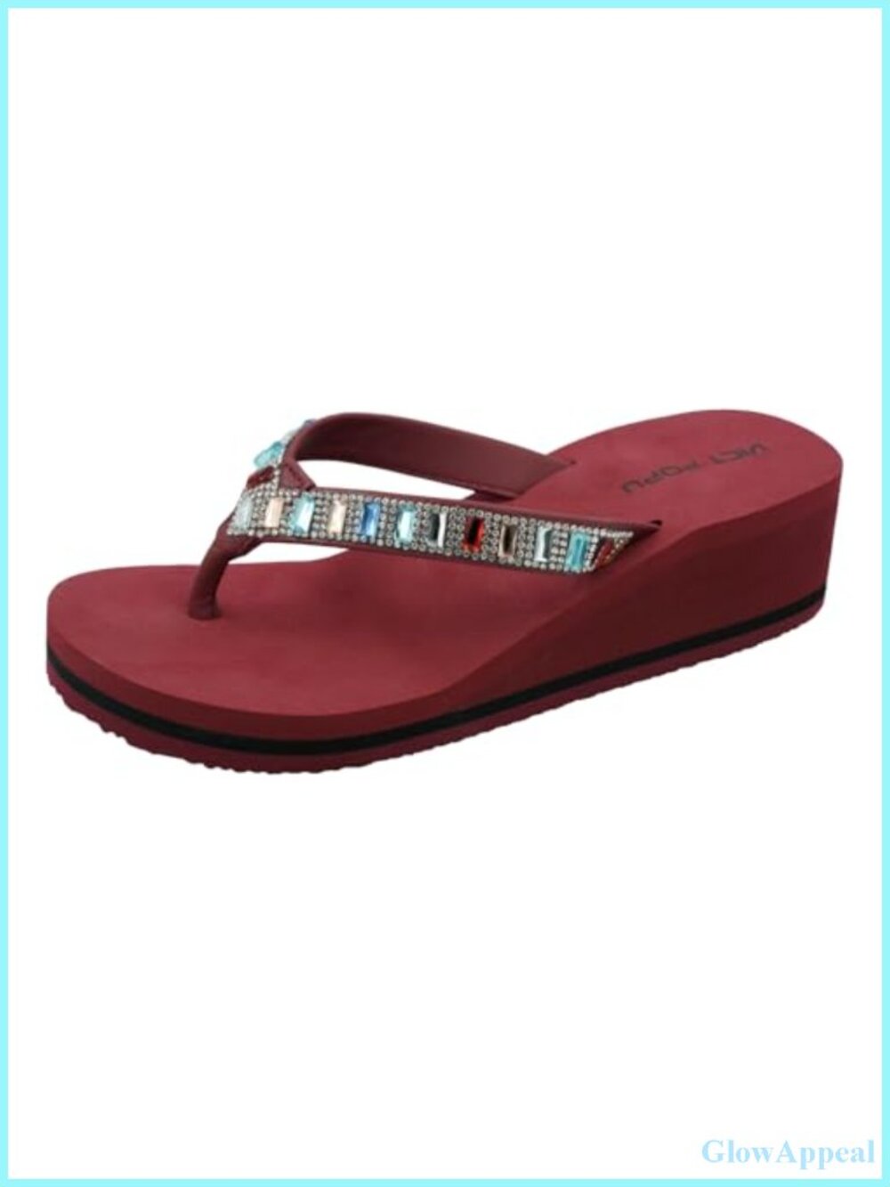 Rhinestone Platform High Heel Flip Flops Arch Support Wedge Sandals
